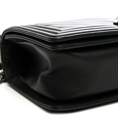 Medium Quilted Calfskin Flap Shoulder Bag - Black