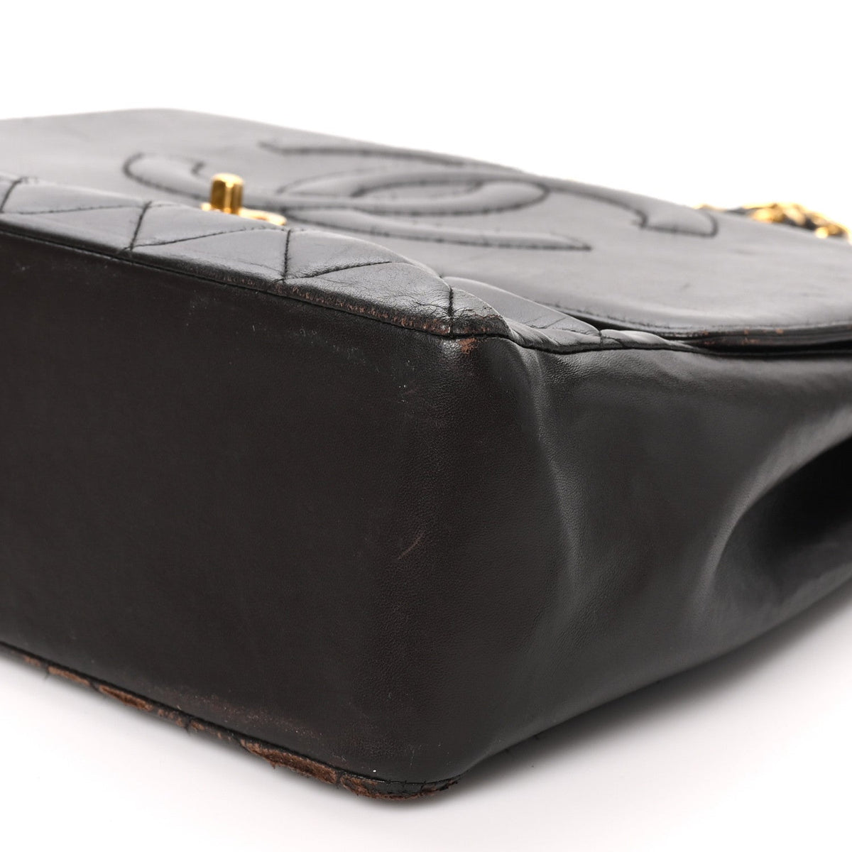 Maxi Quilted Lambskin Flap Shoulder Bag - Brown