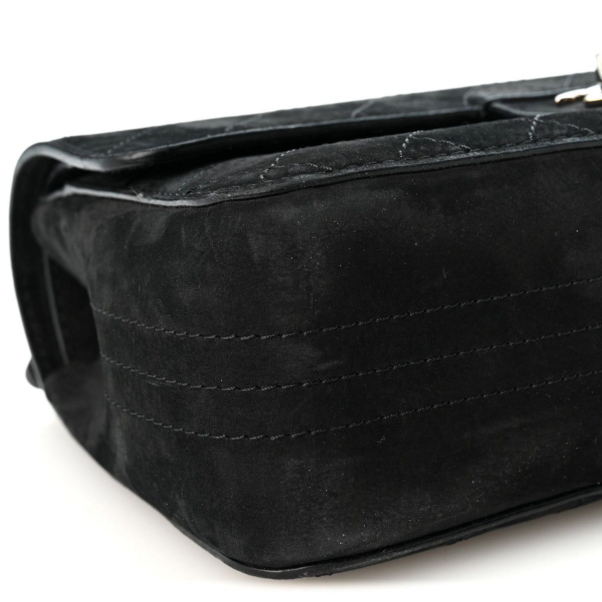 Medium Quilted Suede Flap Shoulder Bag - Black