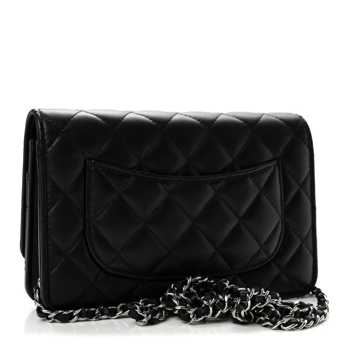 Quilted Caviar Wallet Bag - Black