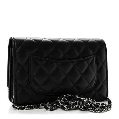 Quilted Caviar Wallet Bag - Black