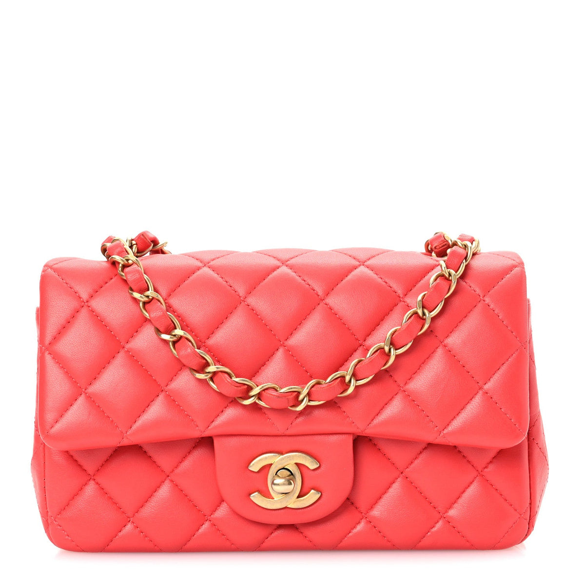 Mini Quilted Lambskin Flap Shoulder Bag - Tan