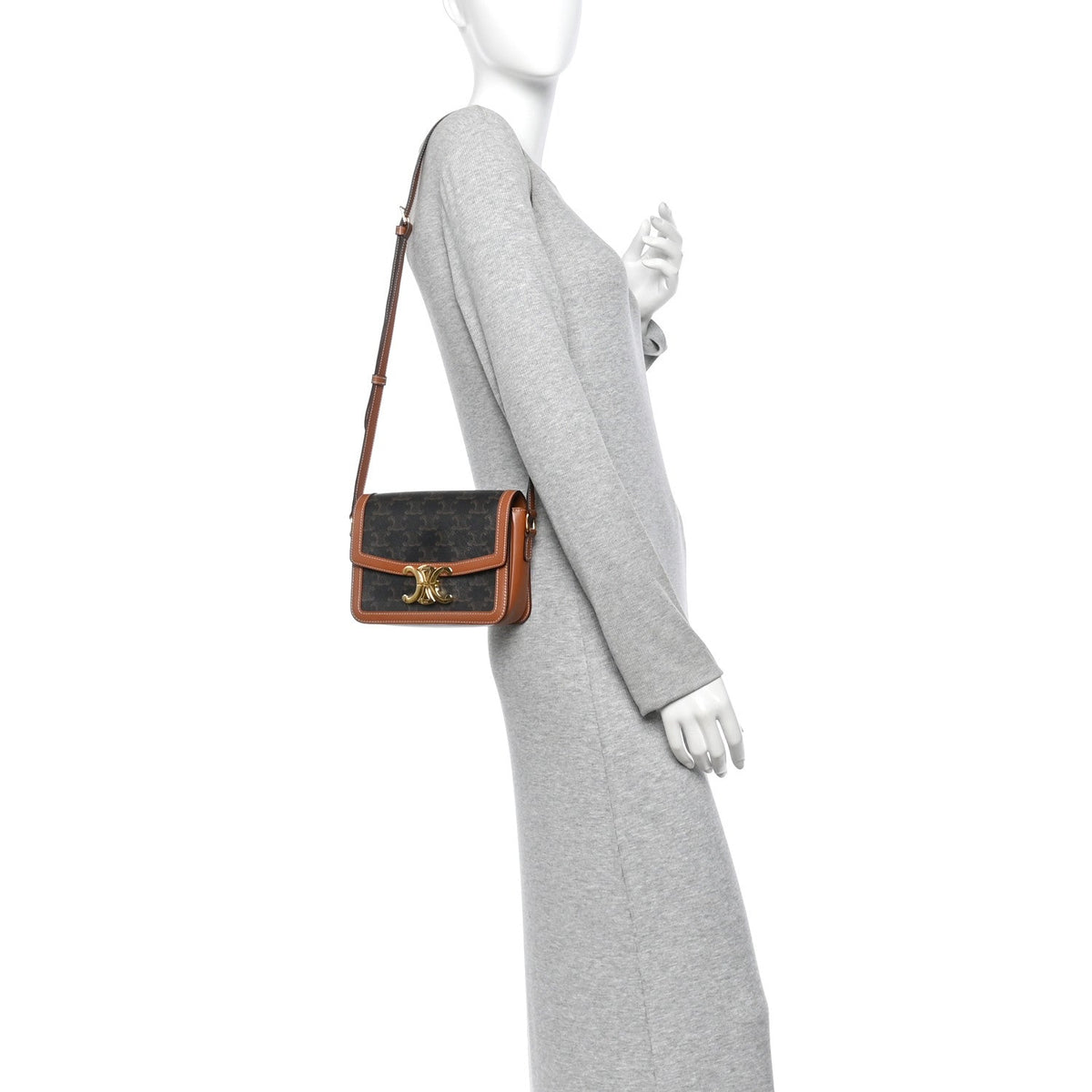 Calfskin Canvas Handbag - Tan