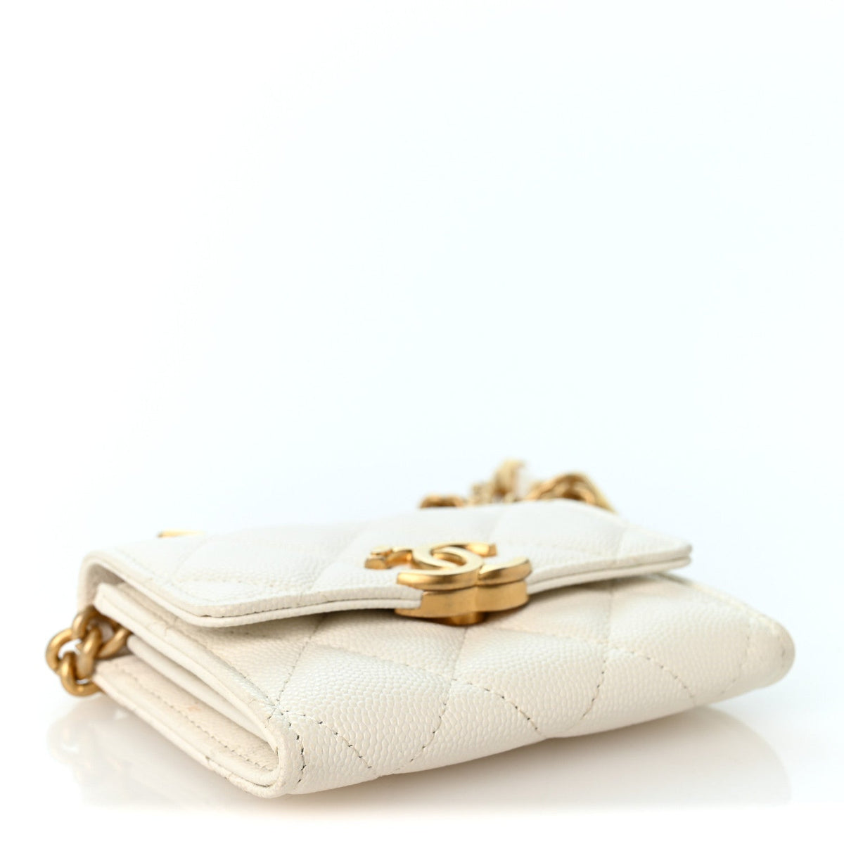 Quilted Caviar Clutch Bag - White