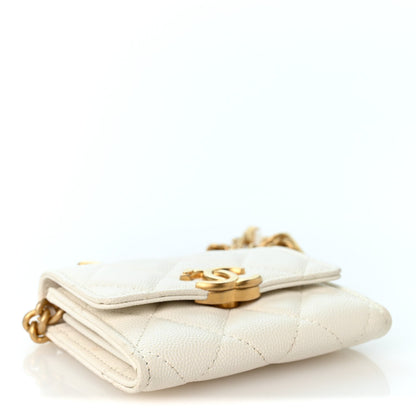 Quilted Caviar Clutch Bag - White