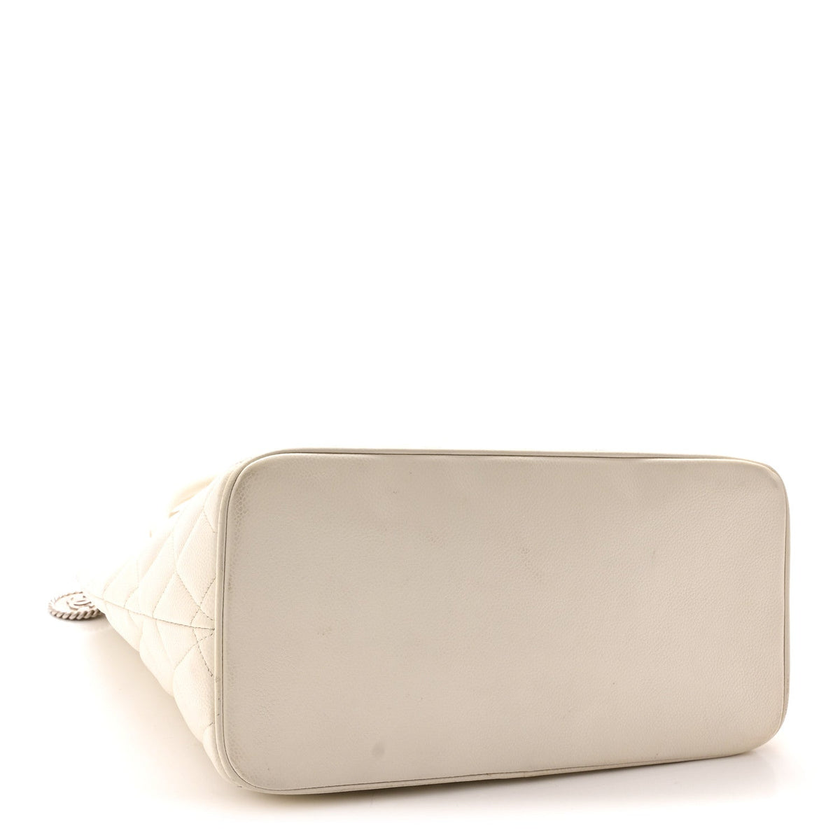 Quilted Caviar Tote Bag - White