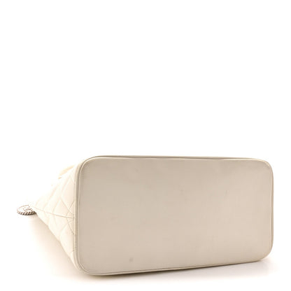 Quilted Caviar Tote Bag - White