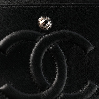 Medium Quilted Lambskin Flap Shoulder Bag - Black
