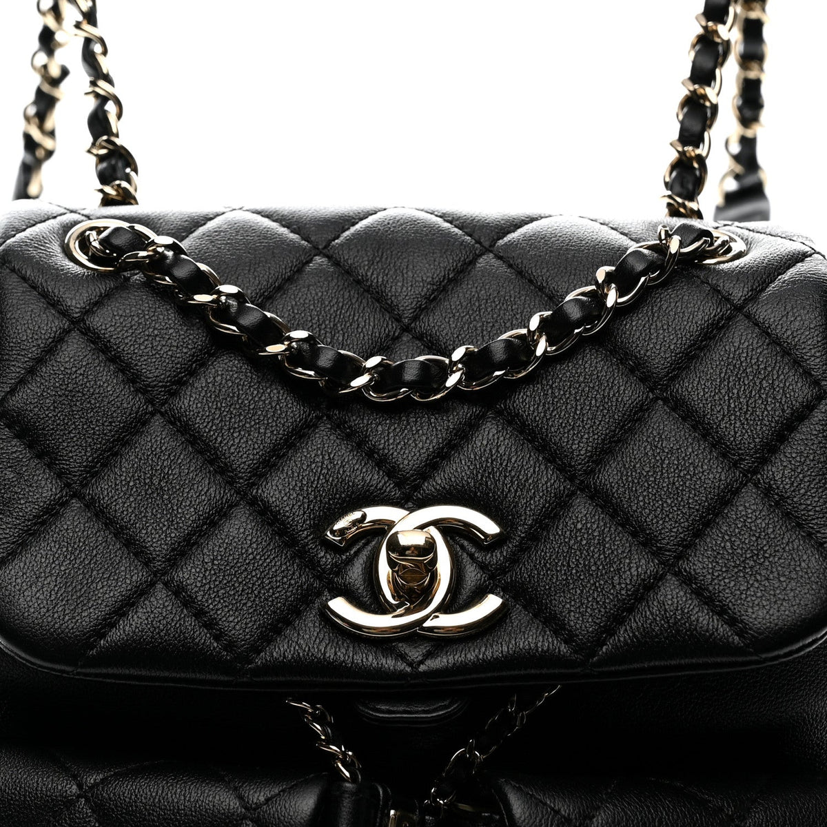 Medium Quilted Caviar Backpack - Black