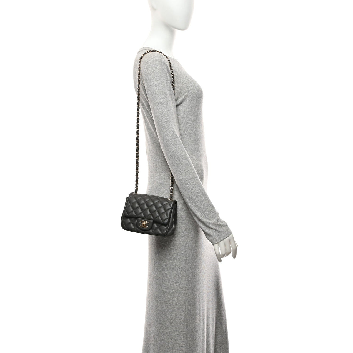 Mini Quilted Lambskin Flap Shoulder Bag - Grey
