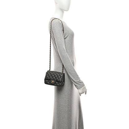 Mini Quilted Lambskin Flap Shoulder Bag - Grey