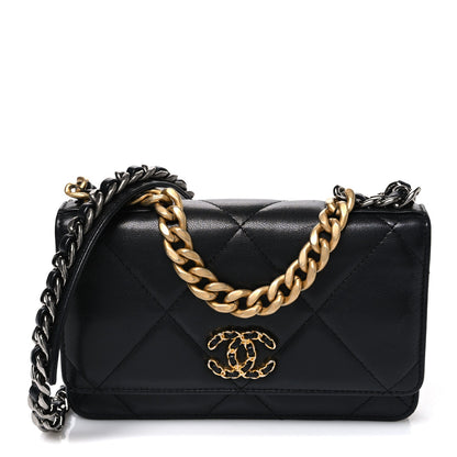 Quilted Goatskin Wallet Bag - Black