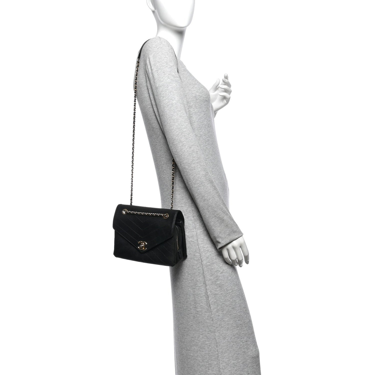 Medium Calfskin Flap Shoulder Bag - Black