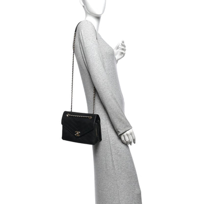Medium Calfskin Flap Shoulder Bag - Black