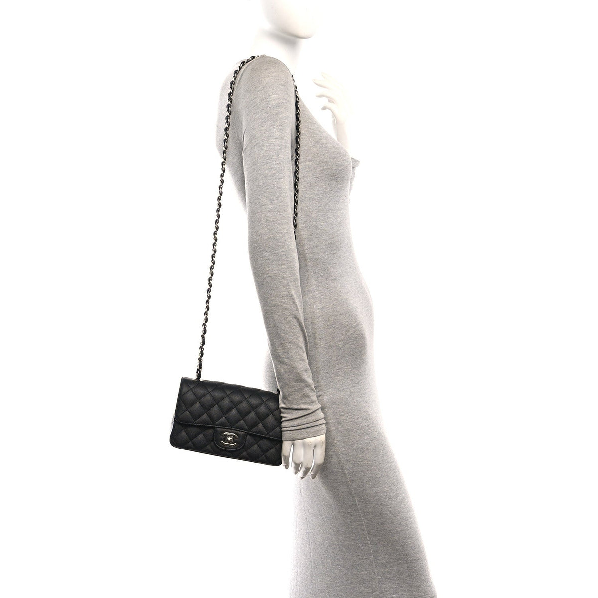 Mini Quilted Caviar Flap Shoulder Bag - Tan