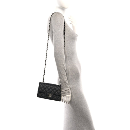 Mini Quilted Caviar Flap Shoulder Bag - Tan