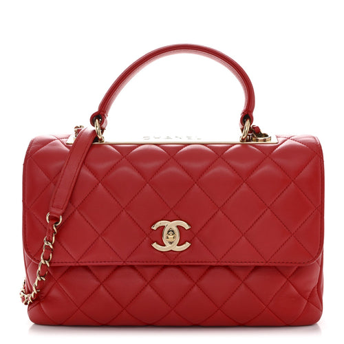 Medium Quilted Lambskin Flap Shoulder Bag - Red