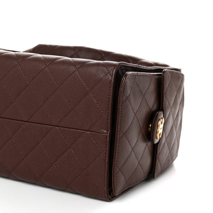 Medium Quilted Caviar Handbag - Brown