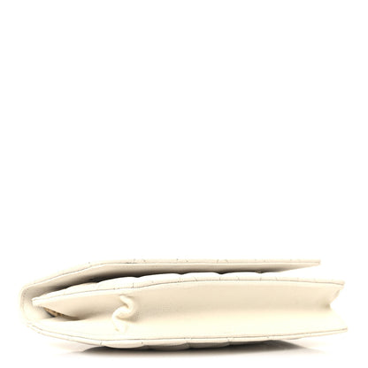 Quilted Caviar Flap Shoulder Bag - White