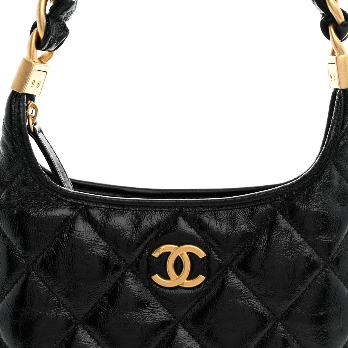 Small Quilted Lambskin Hobo Bag - Black