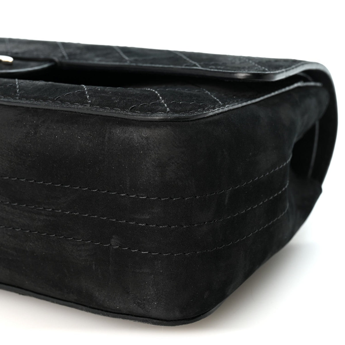 Medium Quilted Suede Flap Shoulder Bag - Black