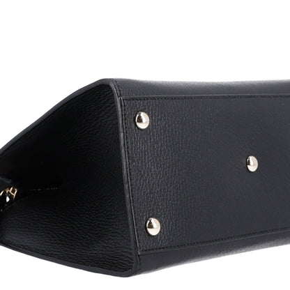 Medium Calfskin Satchel Bag - Black
