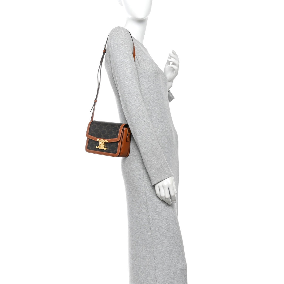 Calfskin Canvas Handbag - Tan