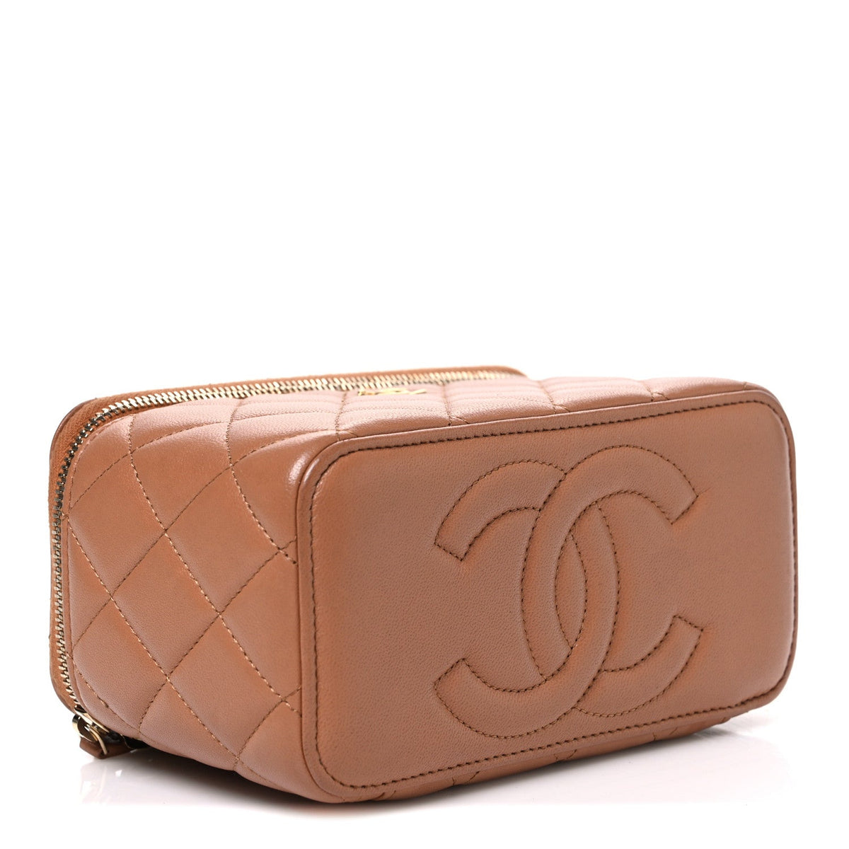 Small Quilted Lambskin Handbag - Brown