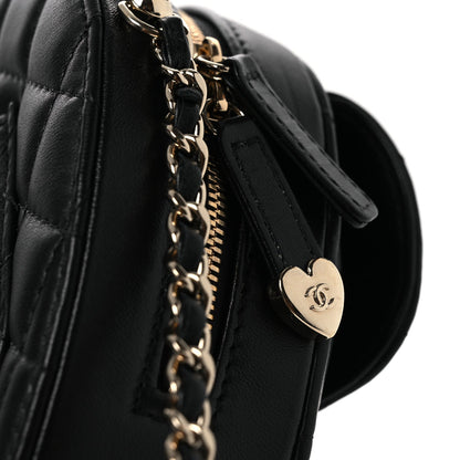 Large Quilted Lambskin Handbag - Black