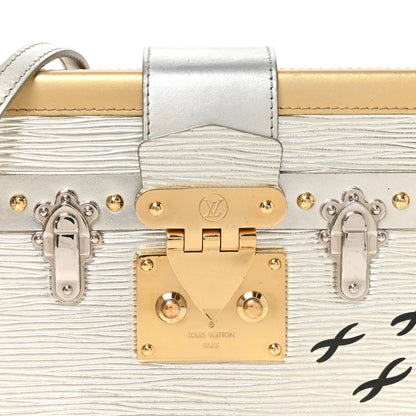 Metallic Epi Petite Malle Silver Handbag