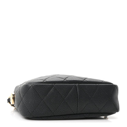 Mini Quilted Caviar Handbag - Black