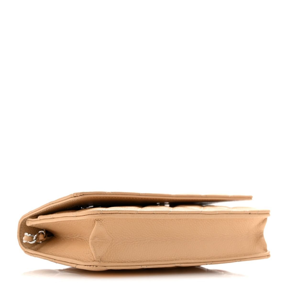 Quilted Caviar Wallet Bag - Beige