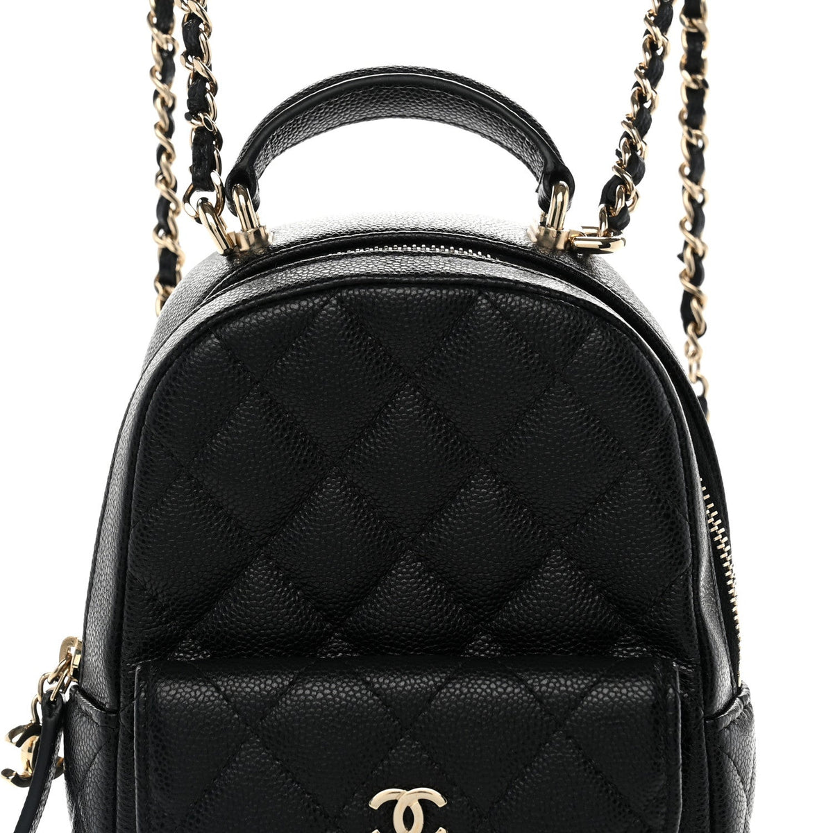Mini Quilted Caviar Backpack - Black