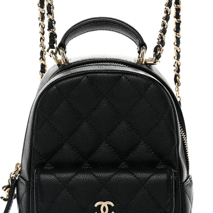 Mini Quilted Caviar Backpack - Black