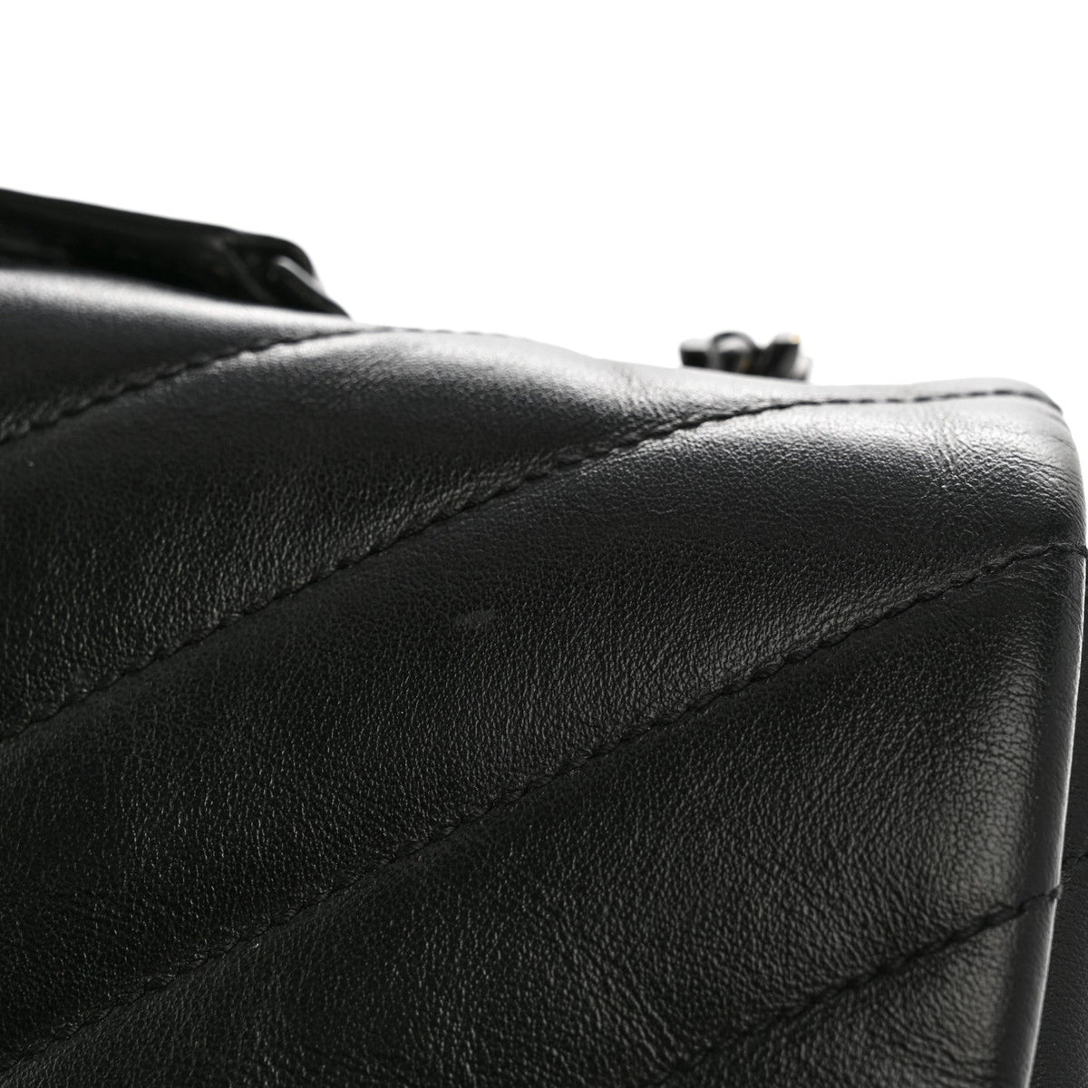Large Quilted Calfskin Satchel Bag - Black
