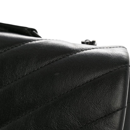 Large Quilted Calfskin Satchel Bag - Black