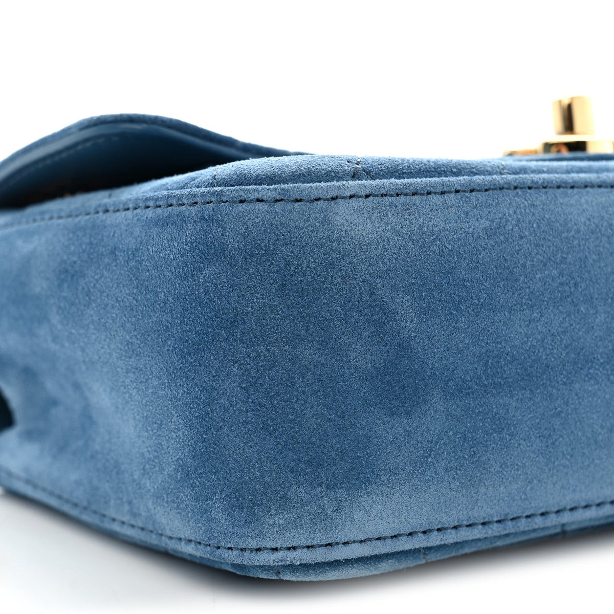 Mini Calfskin Suede Flap Shoulder Bag - Blue