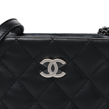 Quilted Lambskin Crossbody Bag - Black