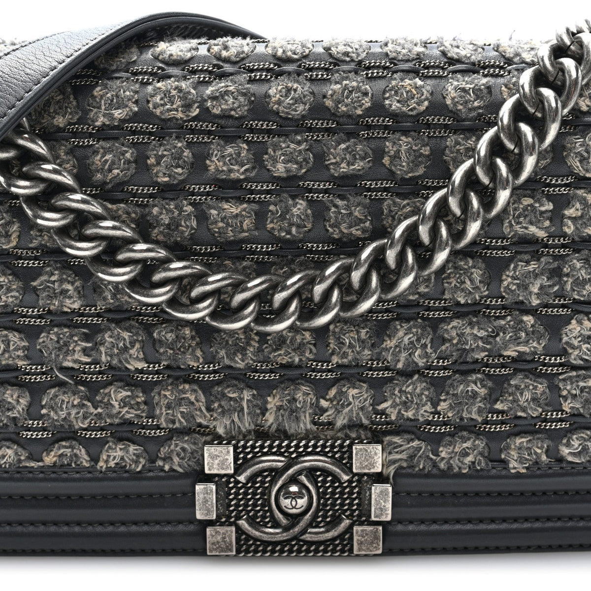 Medium Calfskin Flap Shoulder Bag - Grey