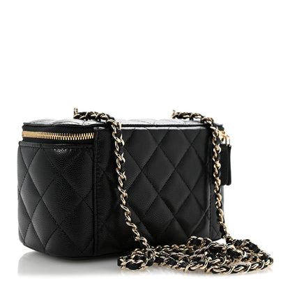 Quilted Caviar Handbag - Black