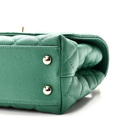 Mini Quilted Caviar Flap Shoulder Bag - Green