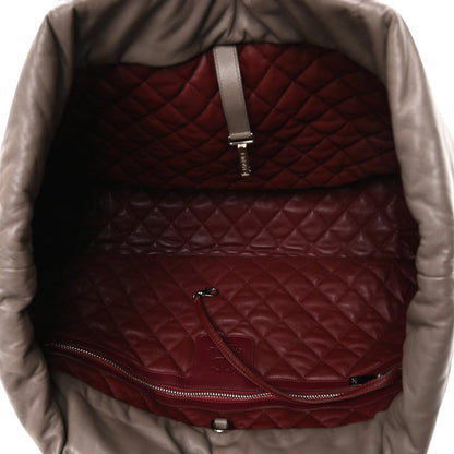 Large Quilted Lambskin Tote Bag - Grey