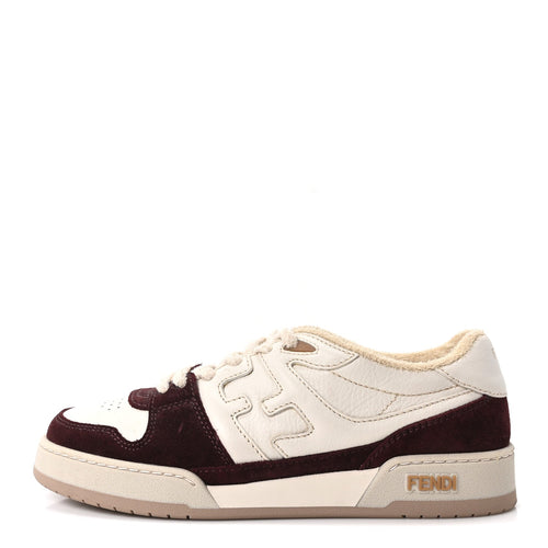 Fendigrained Calfskin Fendi Match Low Top Sneakers 7 White Burgundy Am