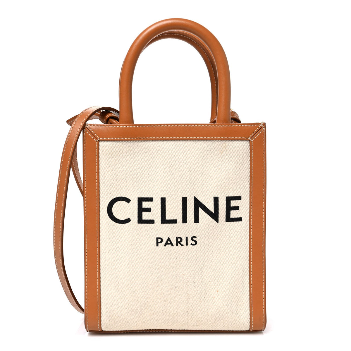 Mini Calfskin Canvas Handbag - Natural