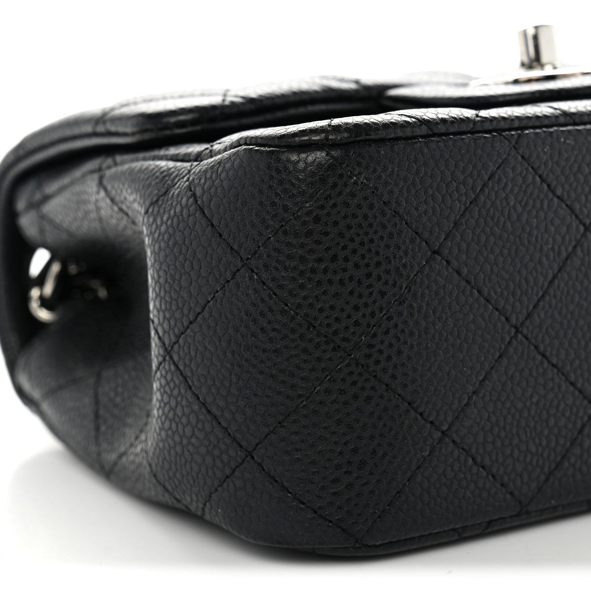 Mini Quilted Caviar Flap Shoulder Bag - Black