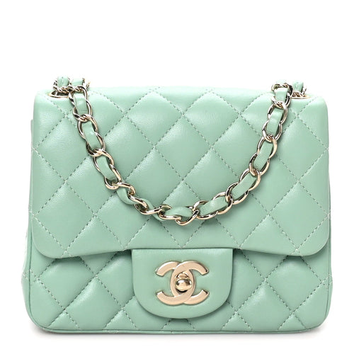 Mini Quilted Lambskin Flap Shoulder Bag - Light Green
