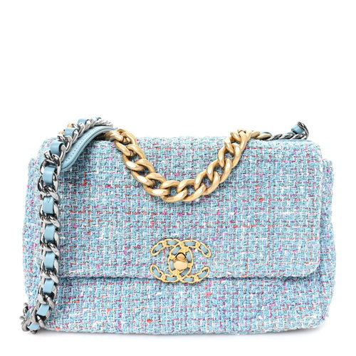 Medium Quilted Flap Shoulder Bag - Blue