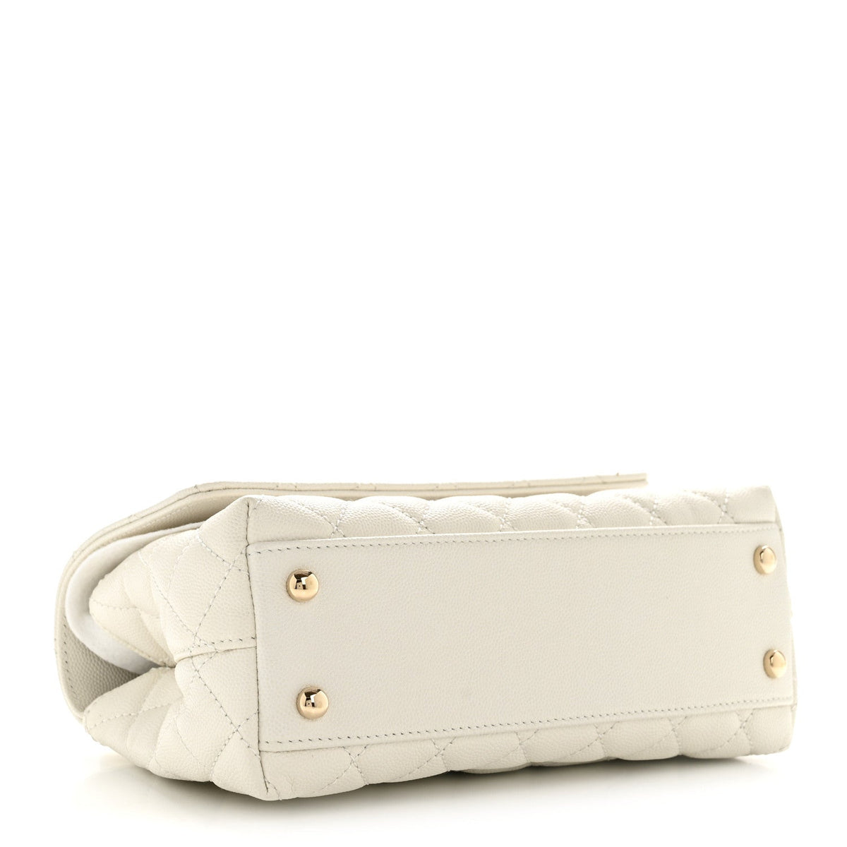 Mini Quilted Caviar Flap Shoulder Bag - White