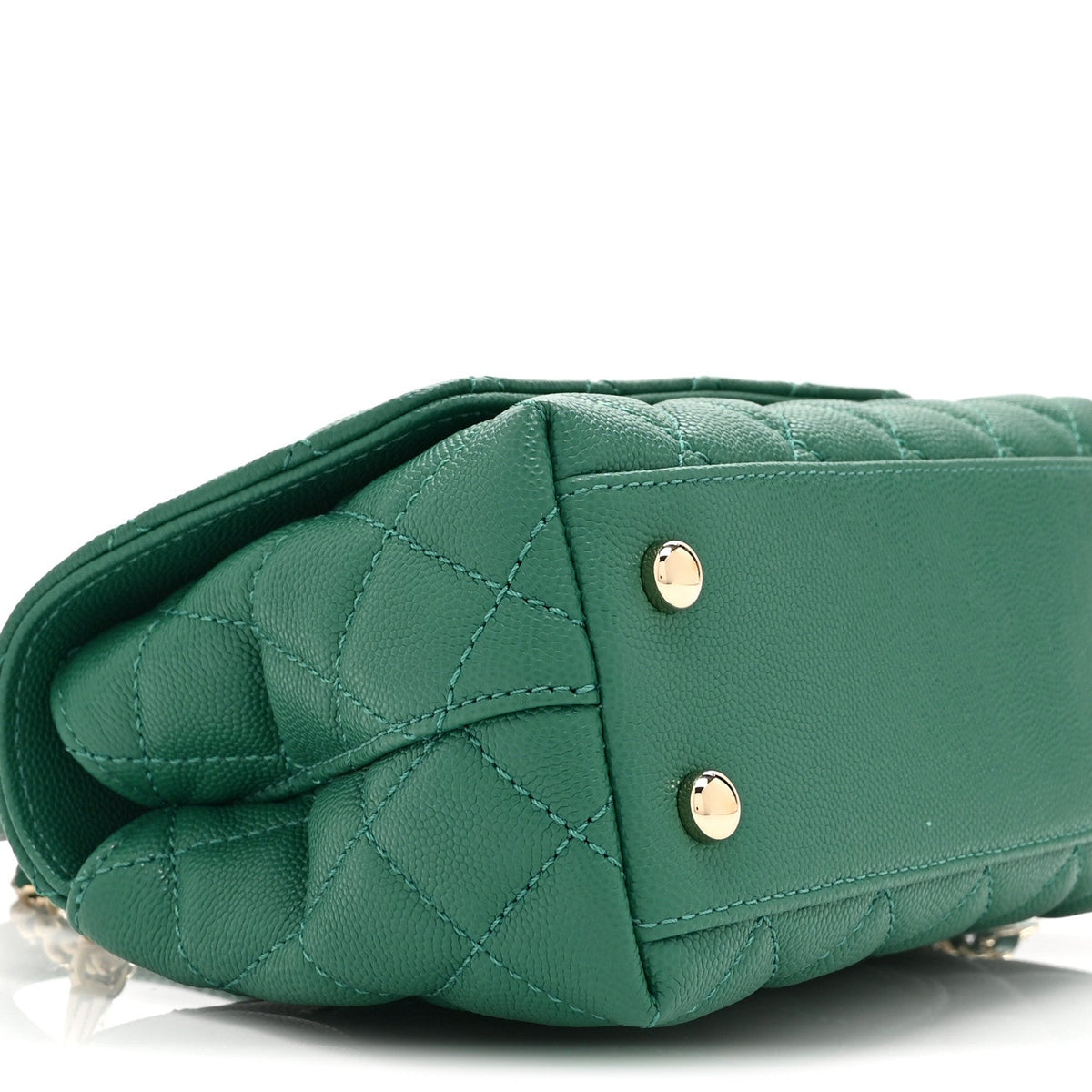 Mini Quilted Caviar Flap Shoulder Bag - Green