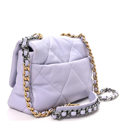 Medium Quilted Lambskin Flap Shoulder Bag - Purple